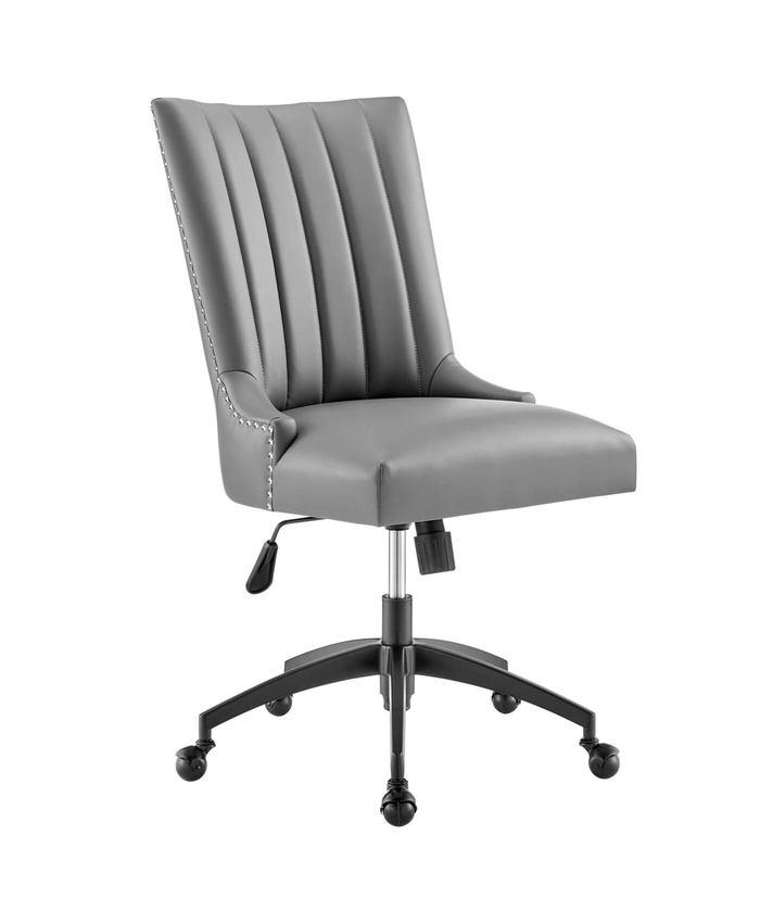 Empower Channel Tufted Vegan Leather Office Chair In Black Gray