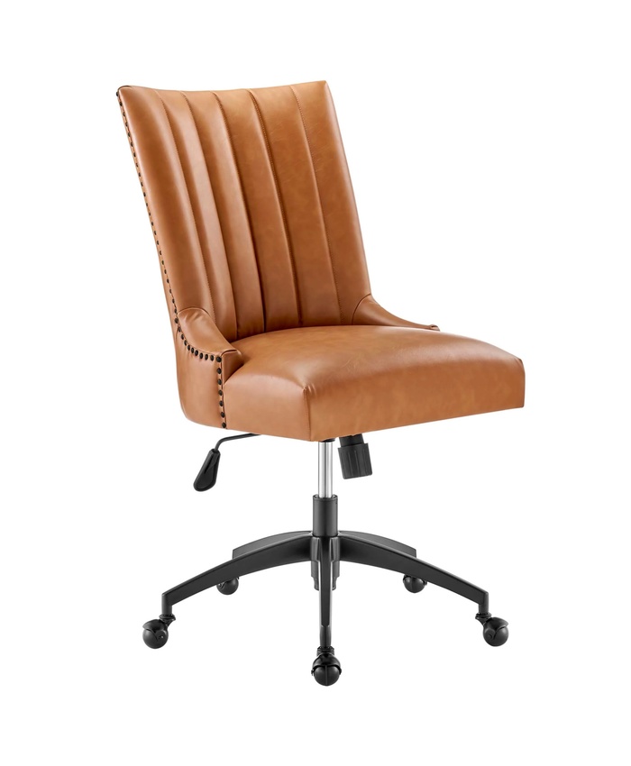 Empower Channel Tufted Vegan Leather Office Chair In Black Tan