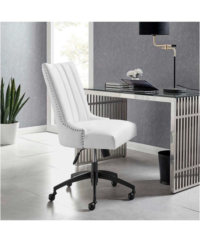 Empower Channel Tufted Vegan Leather Office Chair In Black White