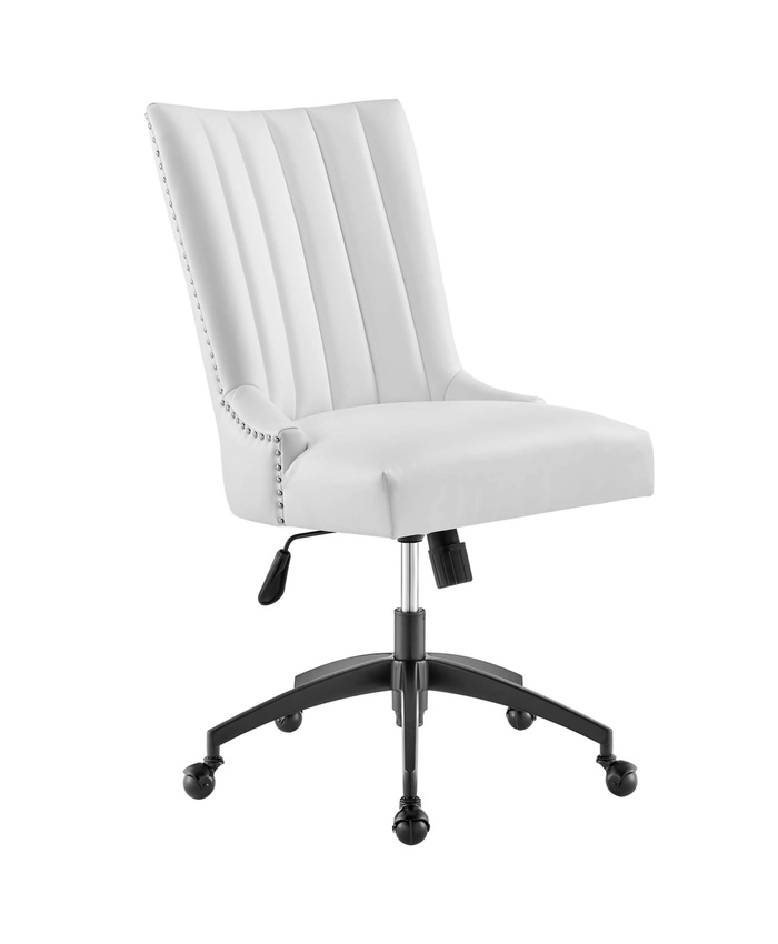 Empower Channel Tufted Vegan Leather Office Chair In Black White