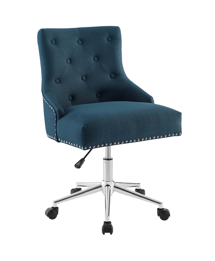 Regent Tufted Button Swivel Upholstered Fabric Office Chair In Azure