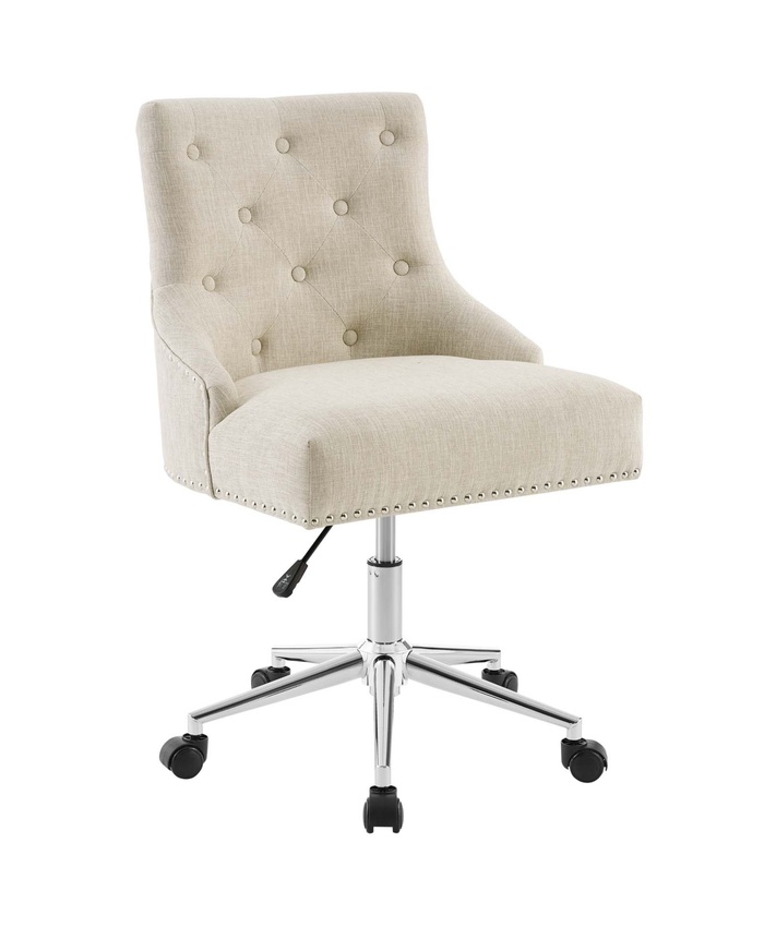 Regent Tufted Button Swivel Upholstered Fabric Office Chair In Beige