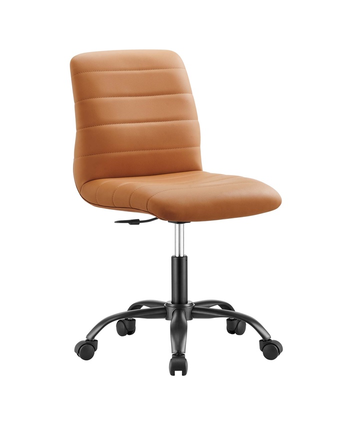 Ripple Armless Vegan Leather Office Chair in Black Tan