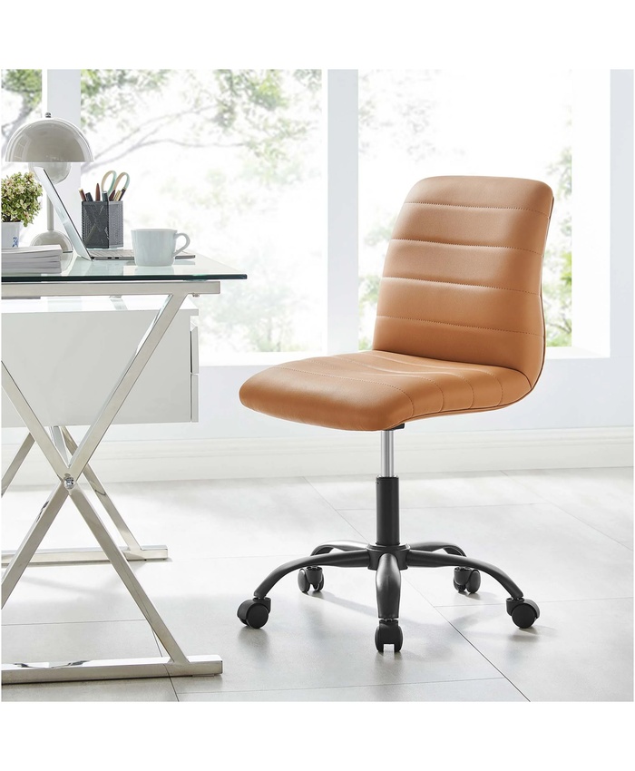 Ripple Armless Vegan Leather Office Chair In Black Tan