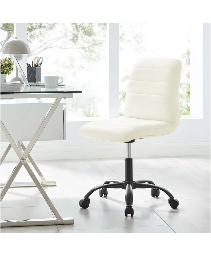Ripple Armless Vegan Leather Office Chair In Black White
