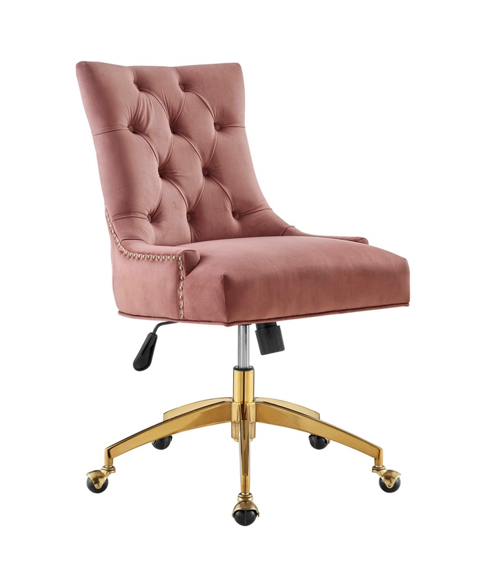Regent Tufted Performance Velvet Office Chair In Gold Dusty Rose