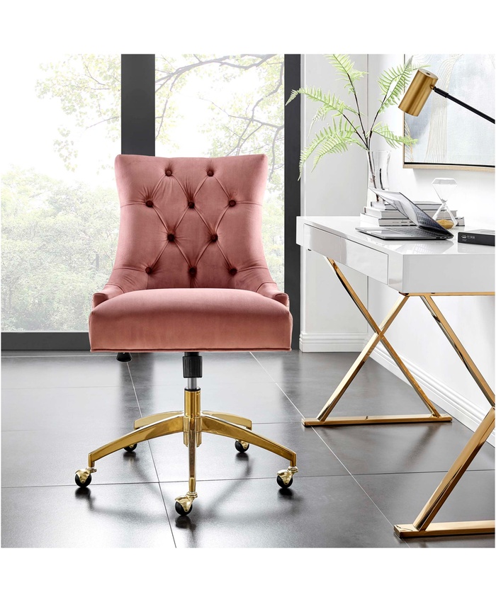 Regent Tufted Performance Velvet Office Chair In Gold Dusty Rose