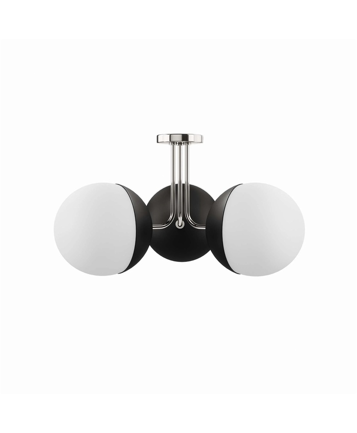 Stellar 3-Light Semi-Flush Ceiling Light In Opal Polished Nickel
