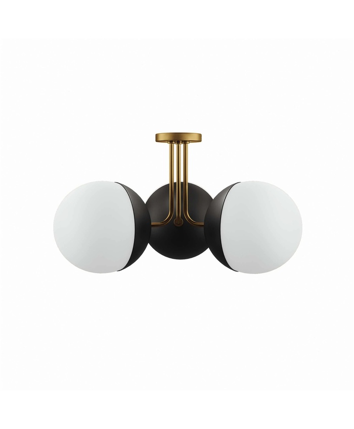 Stellar 3-Light Semi-Flush Ceiling Light In Opal Satin Brass