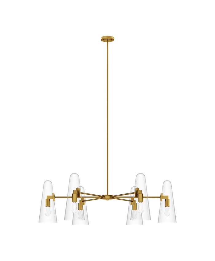 Beacon 6-Light Chandelier In Clear Satin Brass