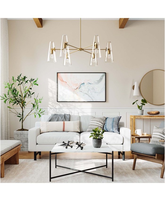 Beacon 6-Light Chandelier In Clear Satin Brass