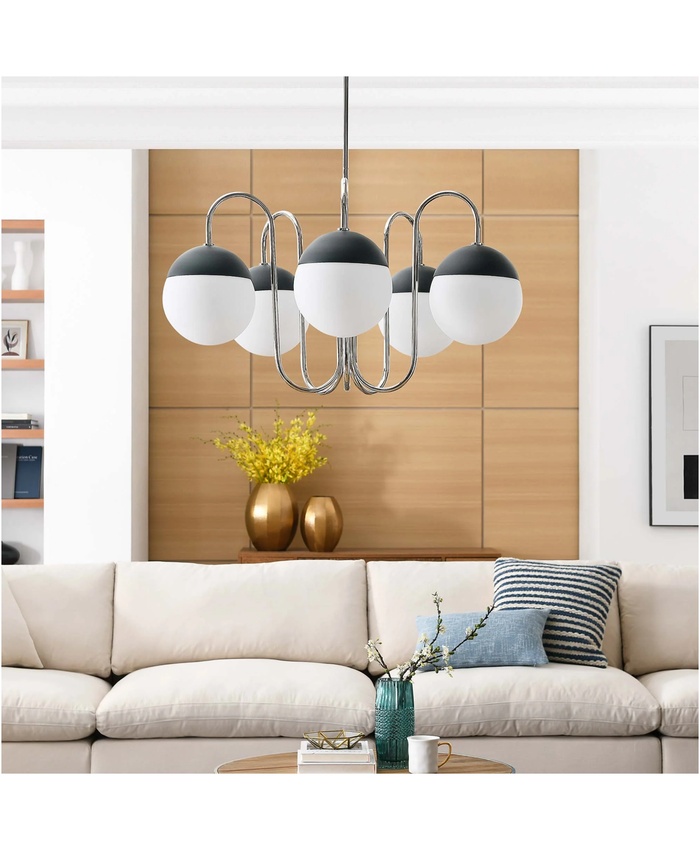 Stellar 5-Light Chandelier In Opal Polished Nickel