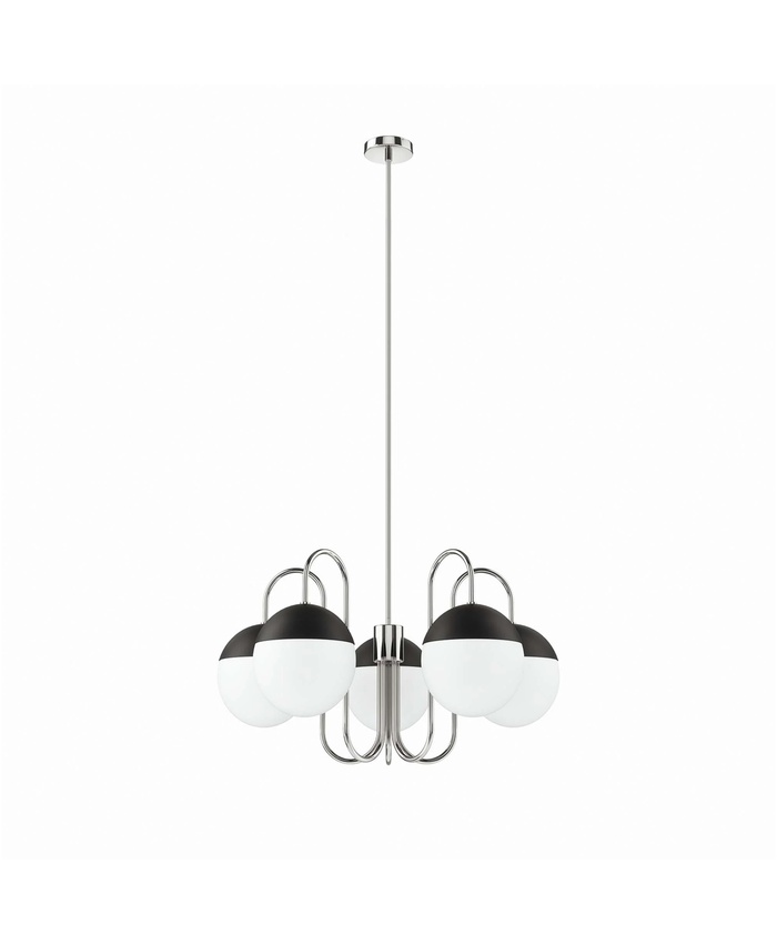 Stellar 5-Light Chandelier In Opal Polished Nickel