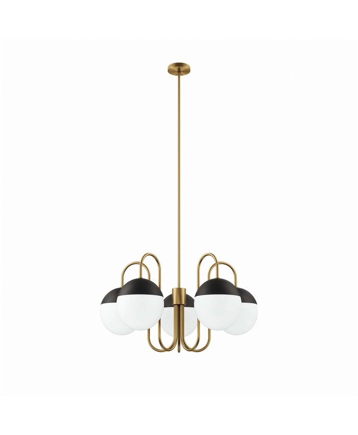 Stellar 5-Light Chandelier in Opal Polished Nickel