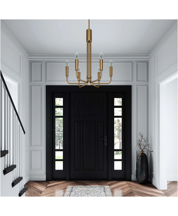 Rekindle 6-Light Chandelier In Satin Brass