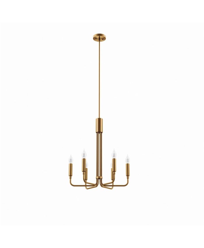 Rekindle 6-Light Chandelier In Satin Brass