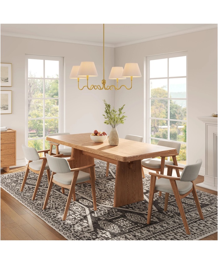 Wave Squiggle 4-Arm Pendant Light In Brass