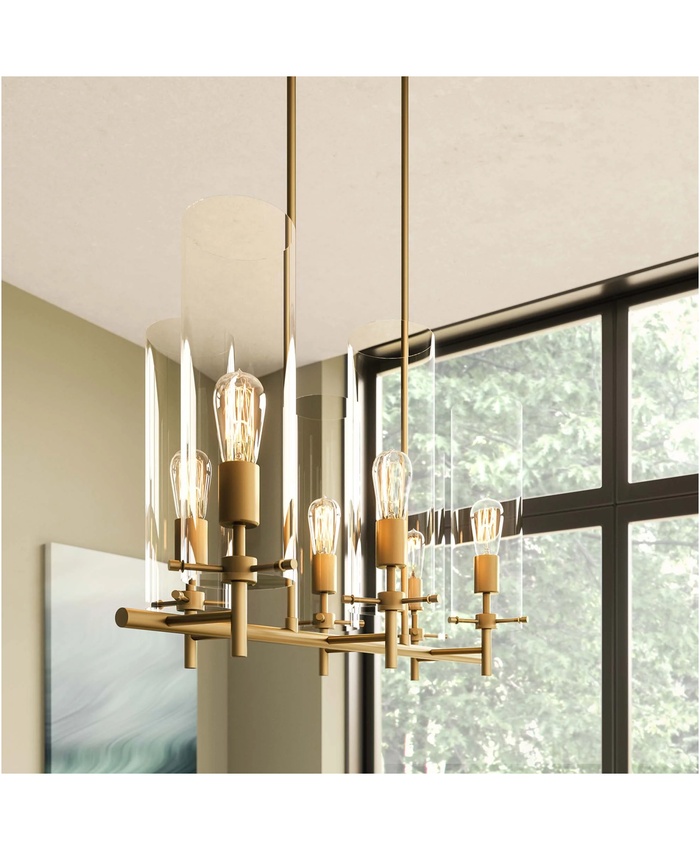 Skylark 6-Light Chandelier in Clear Satin Brass
