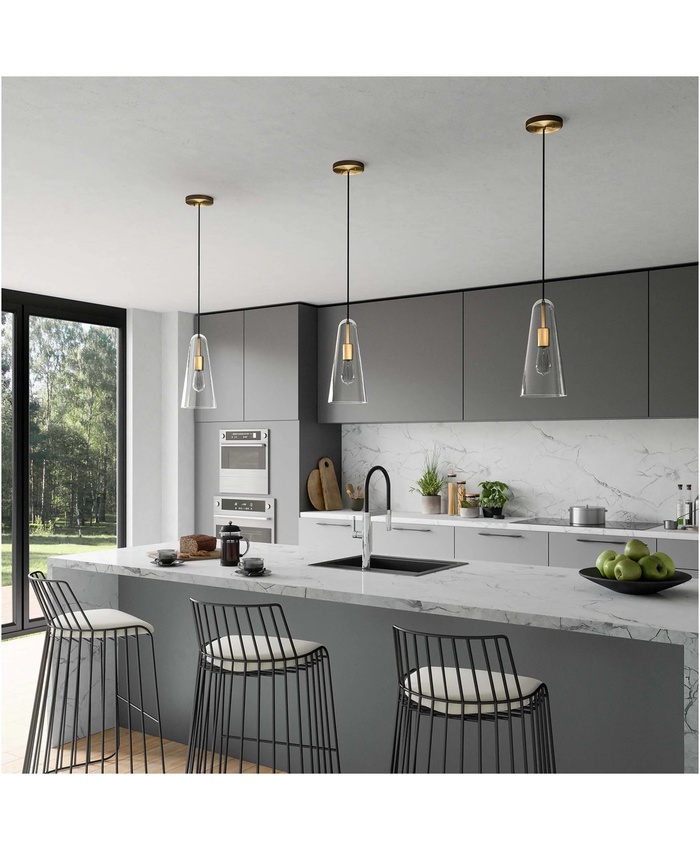 Beacon 1-Light Pendant Light In Clear Satin Brass