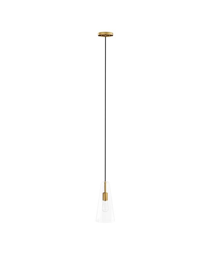 Beacon 1-Light Pendant Light In Clear Satin Brass