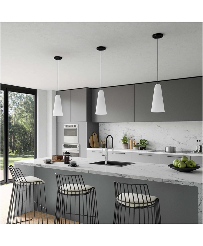 Beacon 1-Light Pendant Light In Opal Black