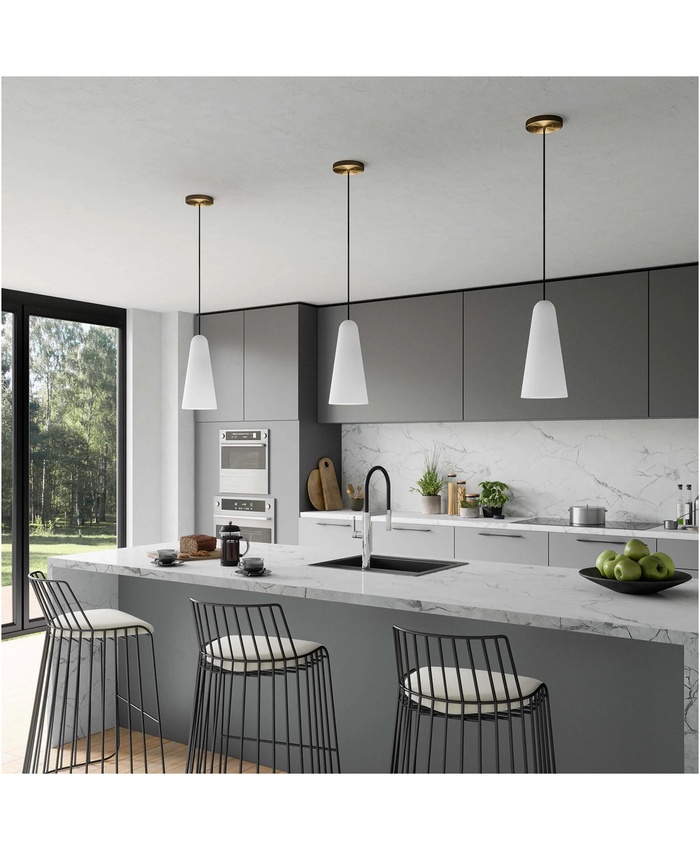 Beacon 1-Light Pendant Light In Opal Satin Brass