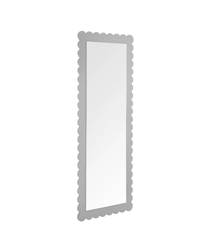 Emmeline Scalloped Rectangle Floor Mirror In Light Gray
