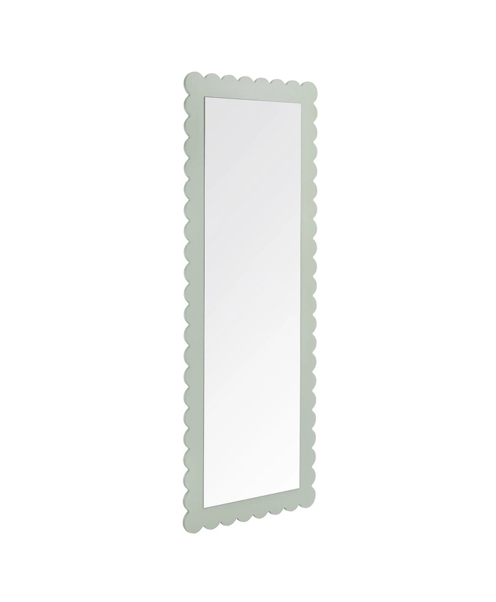 Emmeline Scalloped Rectangle Floor Mirror In Sage