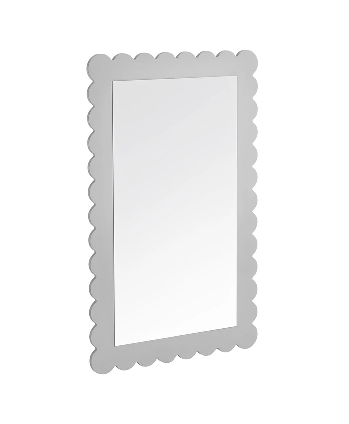 Emmeline Scalloped Rectangle Wall Mirror In Light Gray
