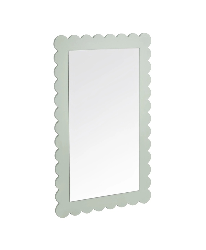 Emmeline Scalloped Rectangle Wall Mirror In Sage