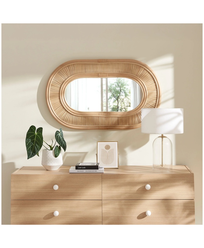 Sovana Oval Rattan Wall Mirror In Natural