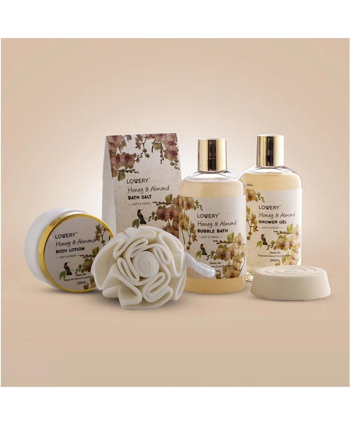 Honey & Almond Handmade Body Care Set - 7Pc Home Bath Gift