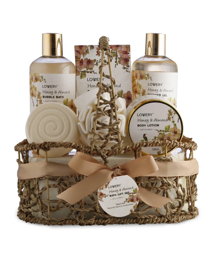 Honey & Almond Handmade Body Care Set - 7Pc Home Bath Gift
