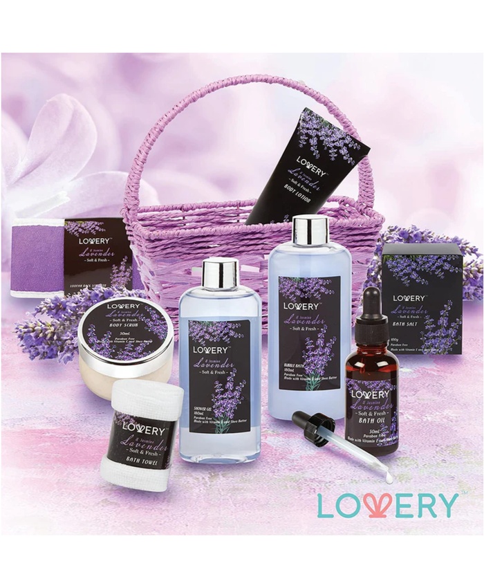 Lavender & Jasmine Spa Bath Gift Set - 9Pc Relaxation Kit
