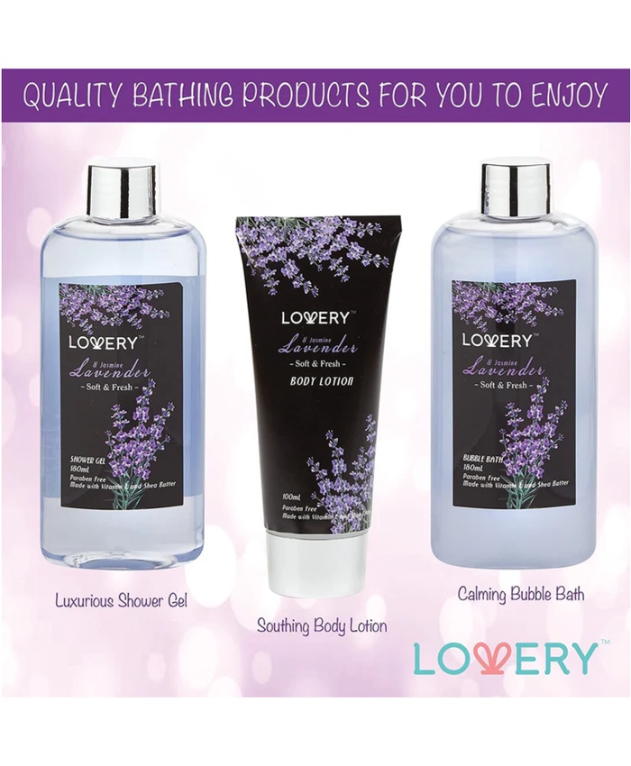 Lavender & Jasmine Spa Bath Gift Set - 9Pc Relaxation Kit