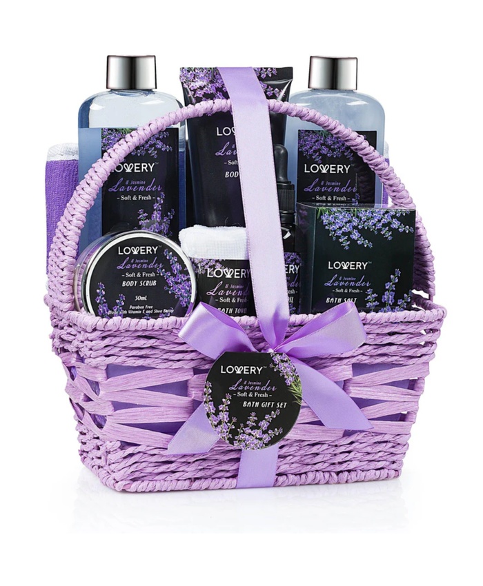 Lavender & Jasmine Spa Bath Gift Set - 9Pc Relaxation Kit