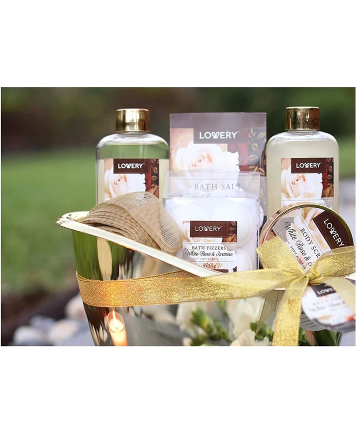 White Rose & Jasmine Set - 16Pc Deluxe Bath And Body Gift Basket