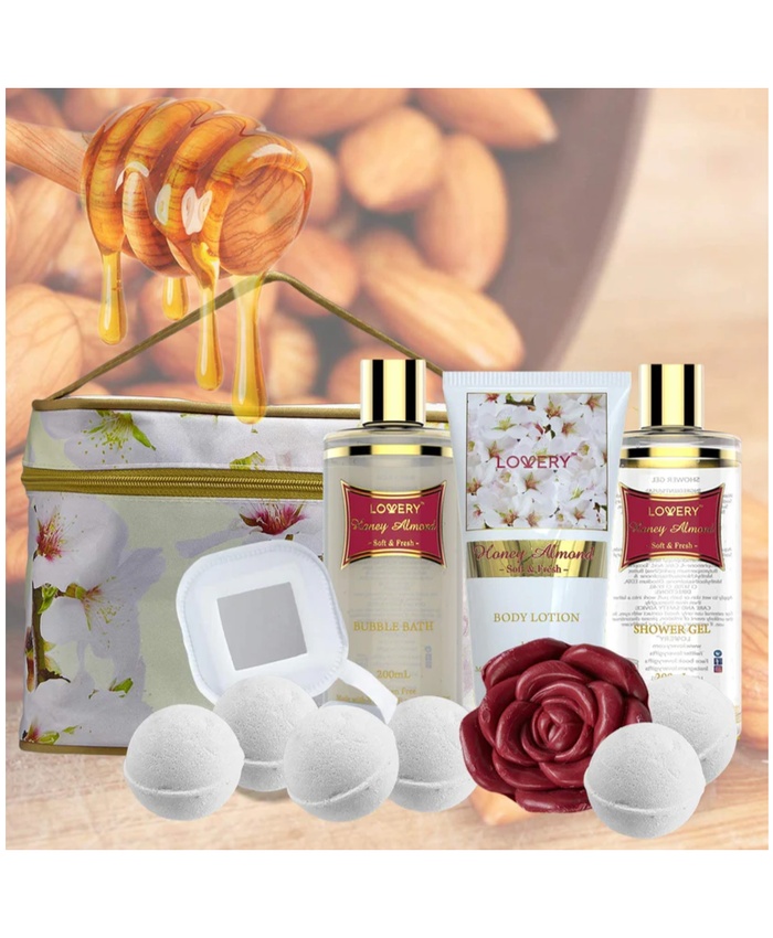 Honey Almond Home Bath Gift Set - 14Pc Spa Kit