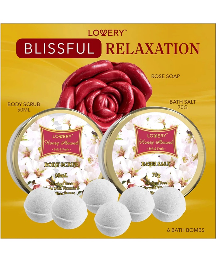 Honey Almond Home Bath Gift Set - 14Pc Spa Kit