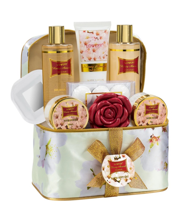 Honey Almond Home Bath Gift Set - 14Pc Spa Kit