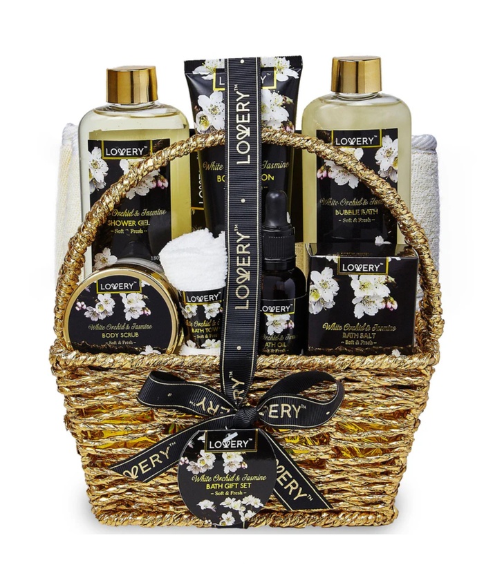White Orchid Home Bath Set - 8Pc Gift Basket