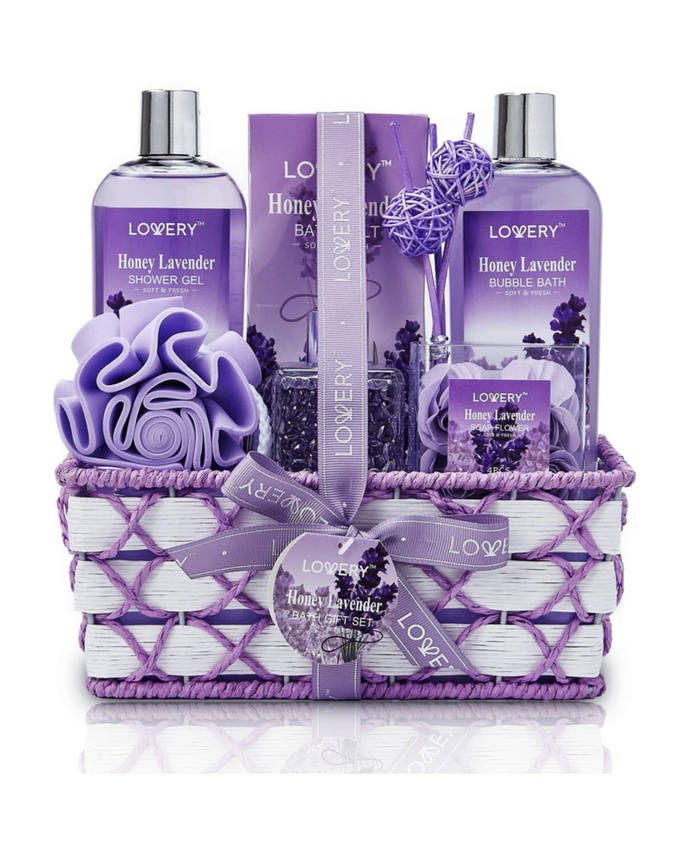 Honey Lavender Home Bath Gift Set -15Pc Relaxation Gifts