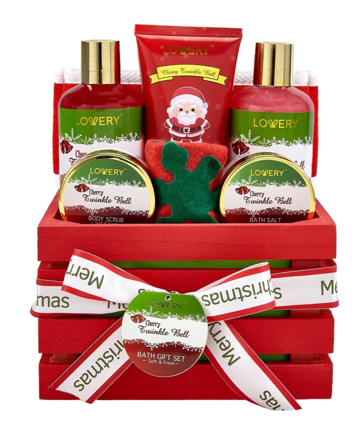 Cherry Twinkle Bell Bath Set - 7Pc Christmas Bath Gift