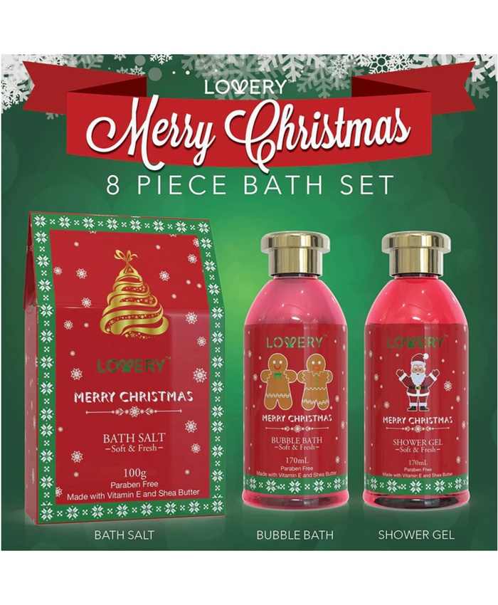 Strawberry Sandalwood Merry Christmas Gift - 7Pc Spa Kit