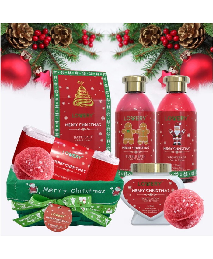 Strawberry Sandalwood Merry Christmas Gift - 7Pc Spa Kit