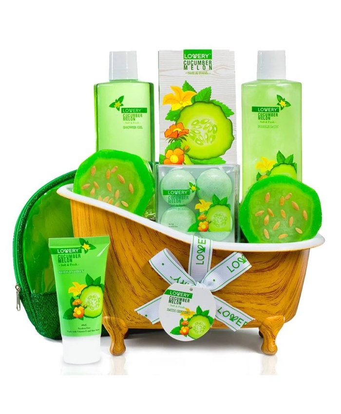 Cucumber Melon Home Bath Set - 10Pc Organic Self Care Kit