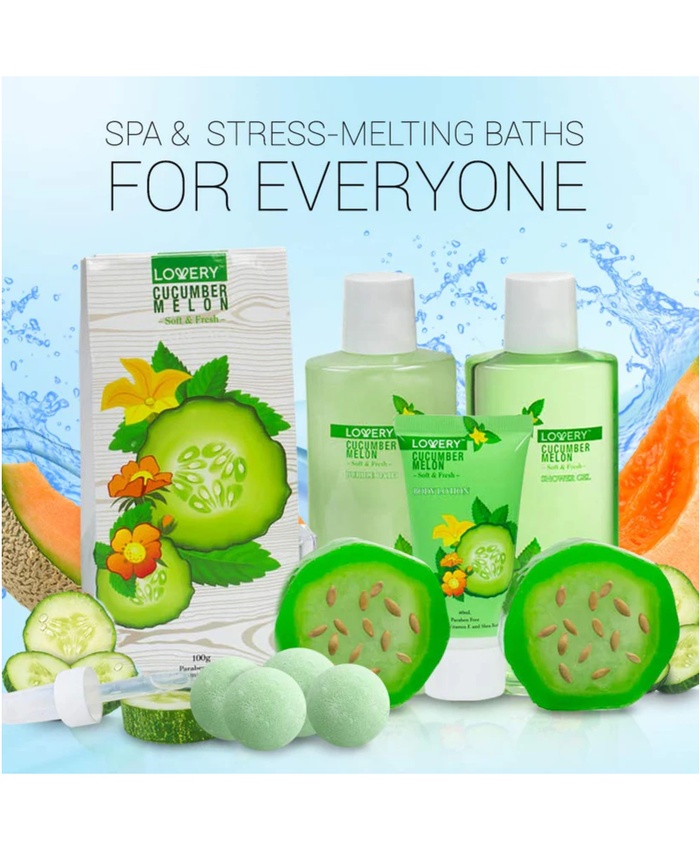 Cucumber Melon Home Bath Set - 10Pc Organic Self Care Kit