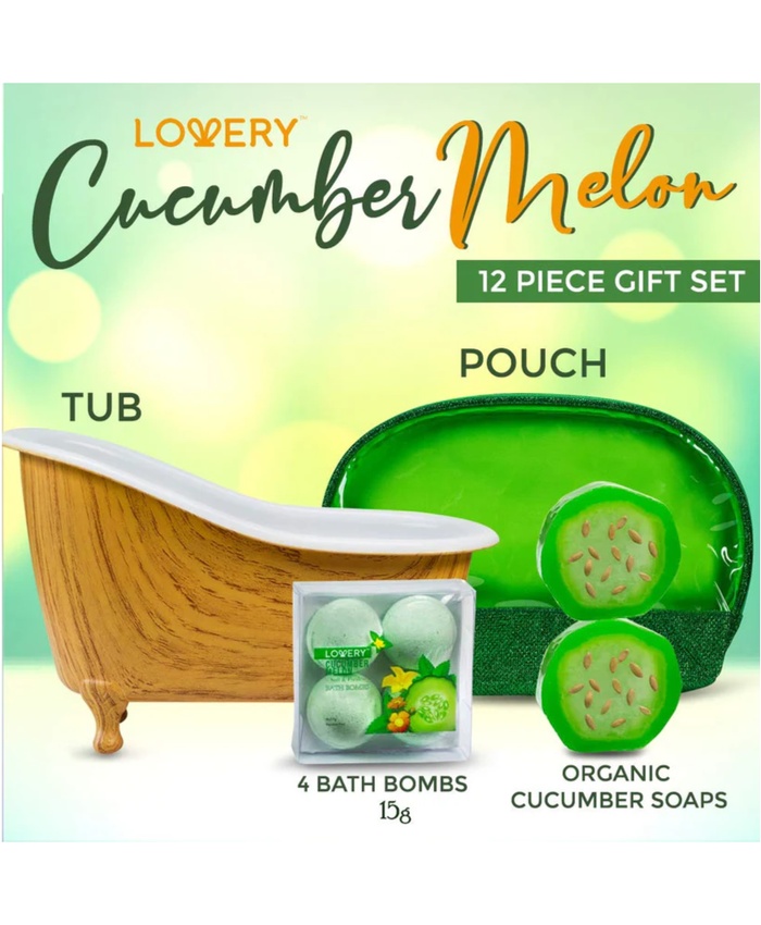 Cucumber Melon Home Bath Set - 10Pc Organic Self Care Kit