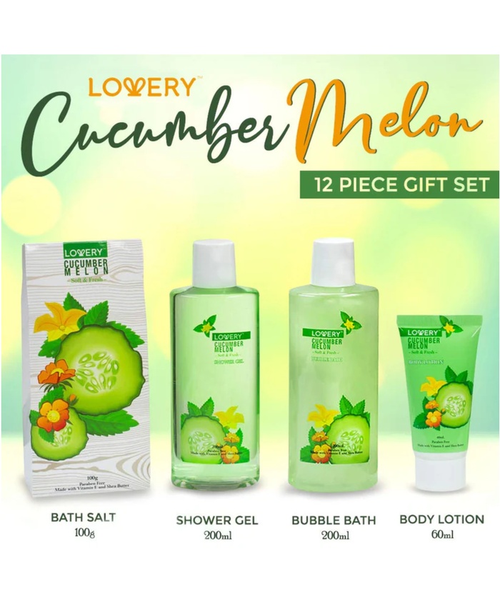Cucumber Melon Home Bath Set - 10Pc Organic Self Care Kit