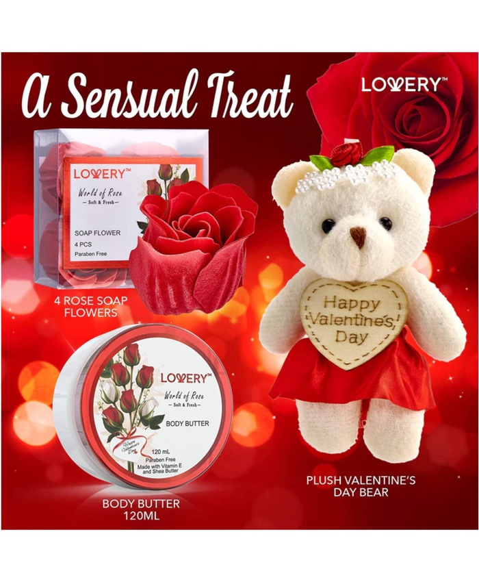 Valentine's Day Red Rose Home Bath Gift Set - 10Pc Relaxation Kit